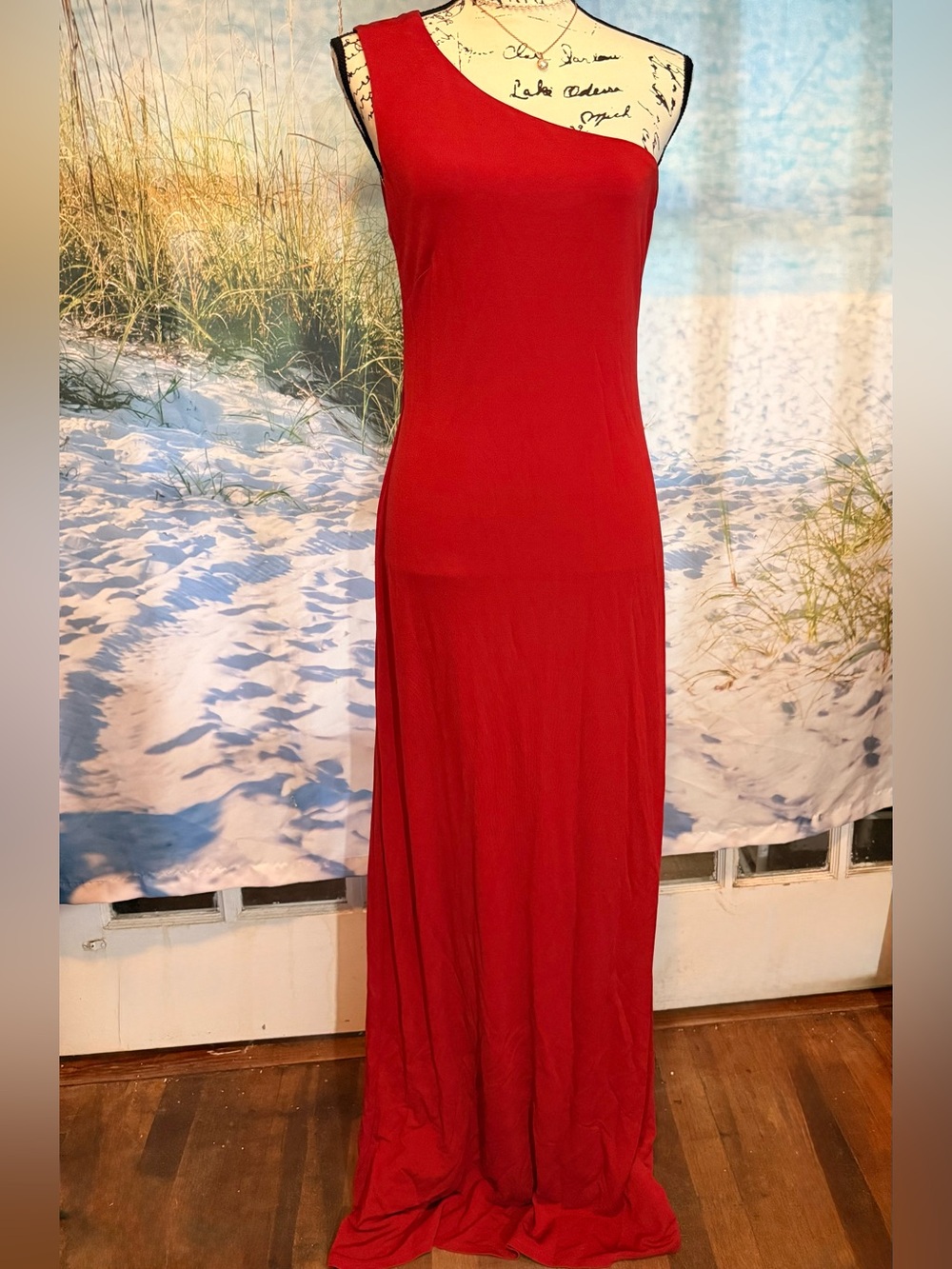 Lauren Ralph Lauren Scarlet One-Shoulder Maxi Dress